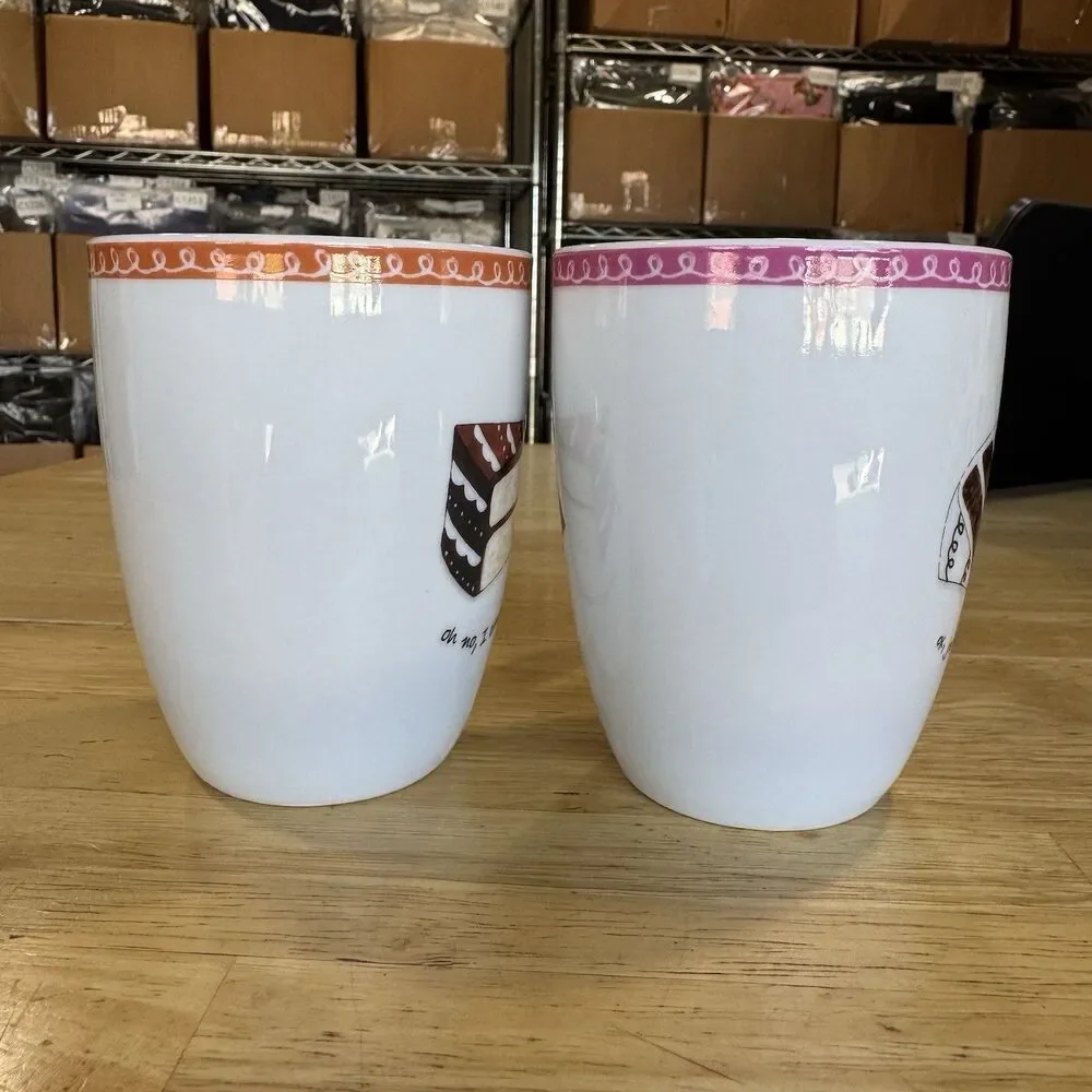 Nancy Green Boston Warehouse Trading Desert Excuses Cake Slices Mug Set Of 2 EUC